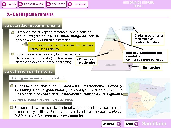 INICIO PRESENTACIÓN RECURSOS INTERNET HISTORIA DE ESPAÑA TEMA 1 3. - La Hispania romana