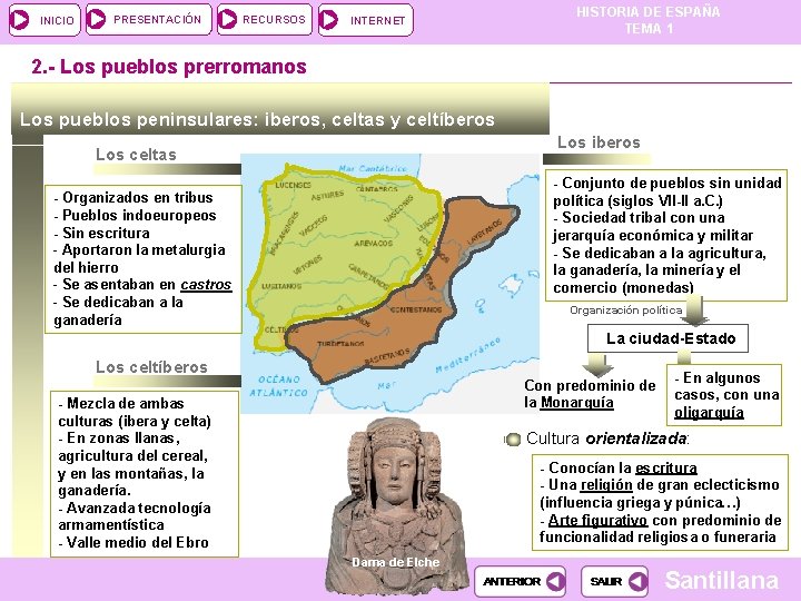 INICIO PRESENTACIÓN RECURSOS INTERNET HISTORIA DE ESPAÑA TEMA 1 2. - Los pueblos prerromanos
