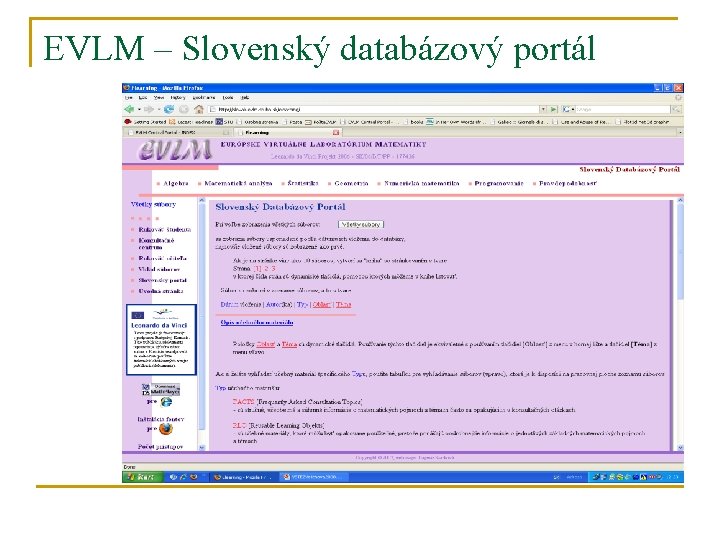 EVLM – Slovenský databázový portál 