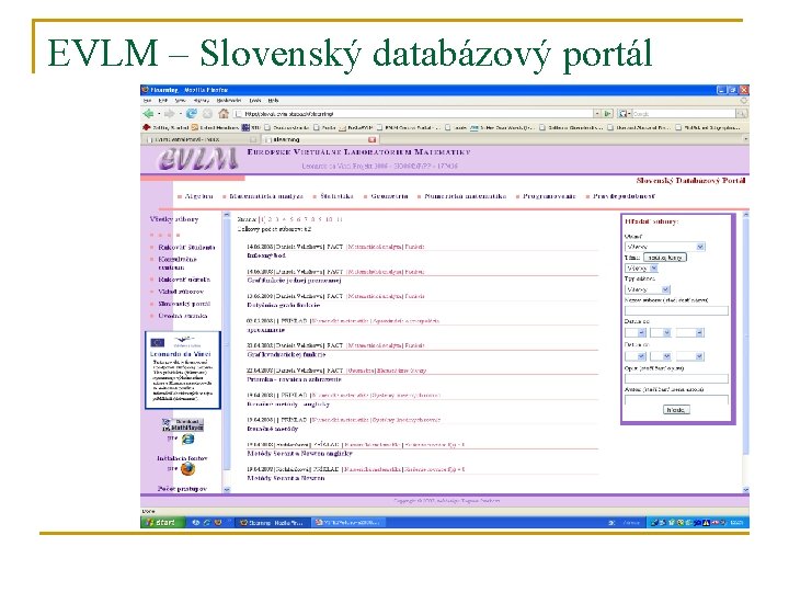 EVLM – Slovenský databázový portál 