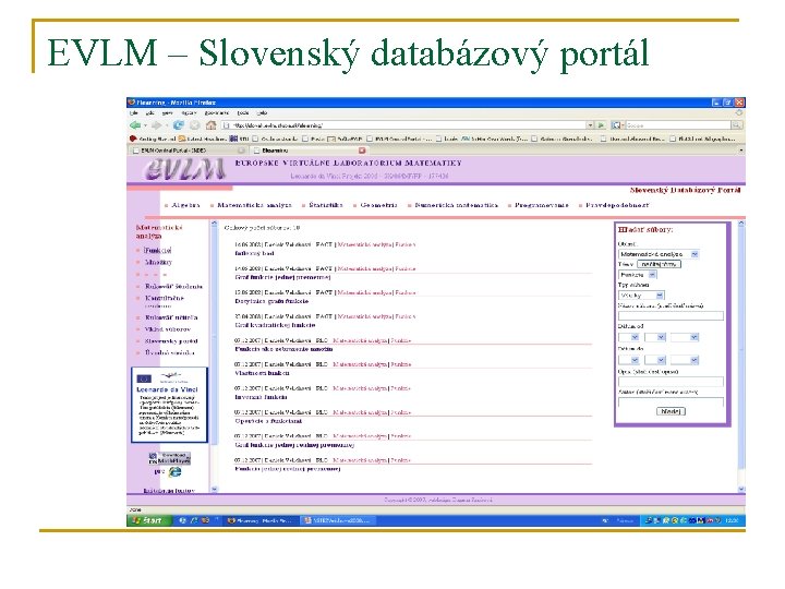 EVLM – Slovenský databázový portál 