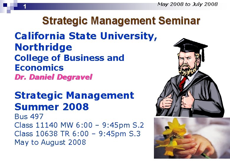 May 2008 to July 2008 1 Strategic Management Seminar California State University, Northridge College