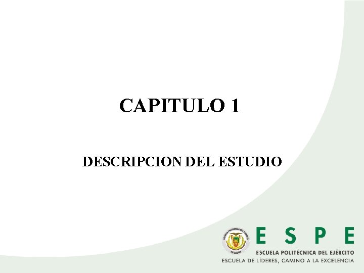 CAPITULO 1 DESCRIPCION DEL ESTUDIO 