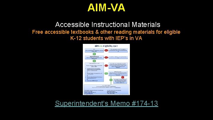 AIM-VA Accessible Instructional Materials Free accessible textbooks & other reading materials for eligible K-12 AIM-VA Accessible Instructional Materials Free accessible textbooks & other reading materials for eligible K-12