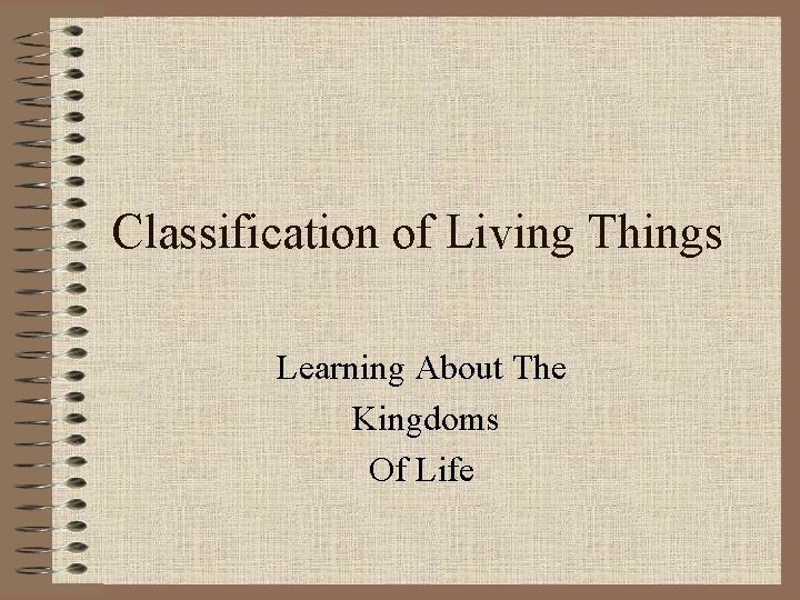 Classification of Living Things Learning About The Kingdoms Of Life 