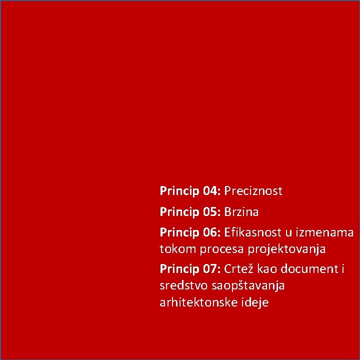Princip 04: Preciznost Princip 05: Brzina Princip 06: Efikasnost u izmenama tokom procesa projektovanja