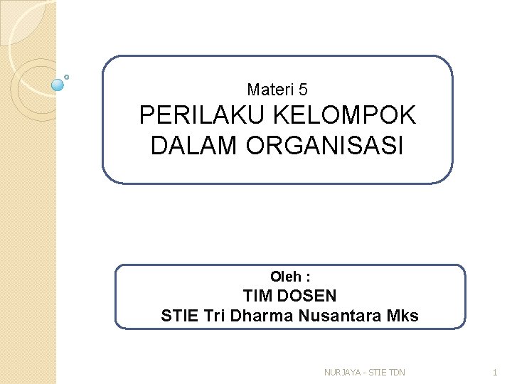 Materi 5 PERILAKU KELOMPOK DALAM ORGANISASI Oleh : TIM DOSEN STIE Tri Dharma Nusantara