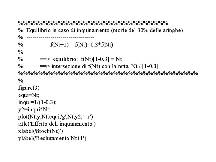 %%%%%%%%%%%%%%% % Equilibrio in caso di inquinamento (morte del 30% delle aringhe) % -----------------%