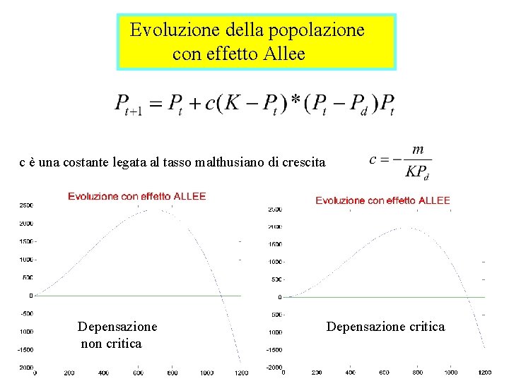 Evoluzione della popolazione con effetto Allee c è una costante legata al tasso malthusiano