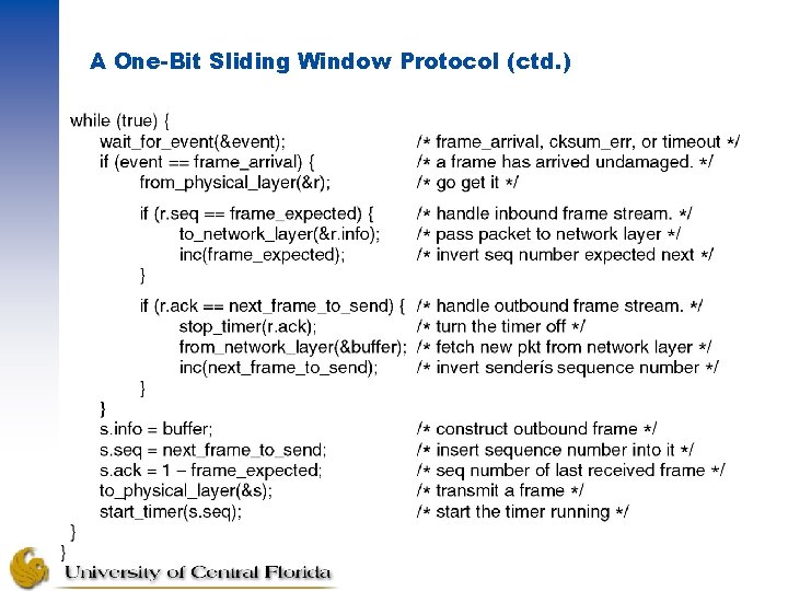 A One-Bit Sliding Window Protocol (ctd. ) 