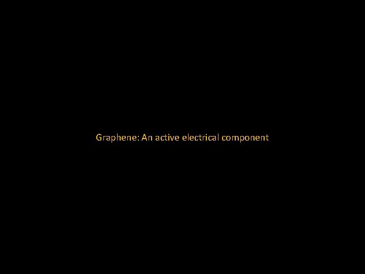 Graphene: An active electrical component 