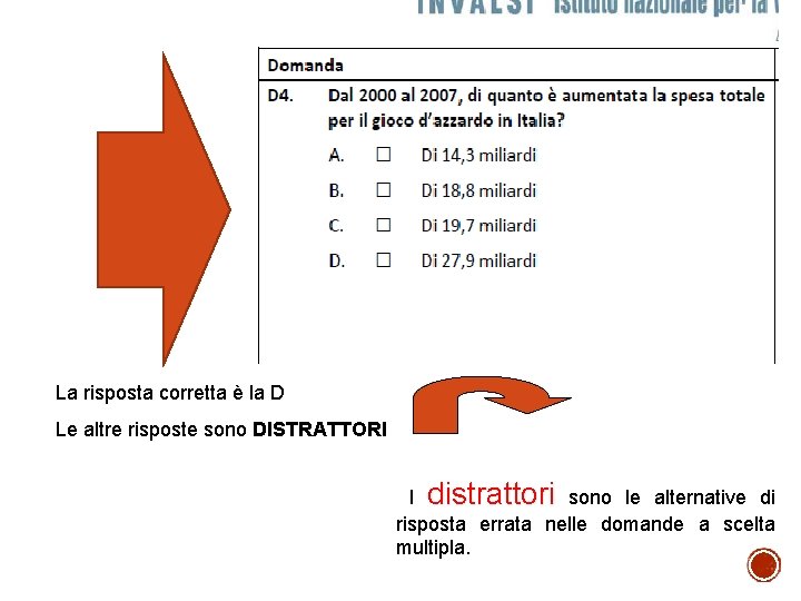 La risposta corretta è la D Le altre risposte sono DISTRATTORI I distrattori sono