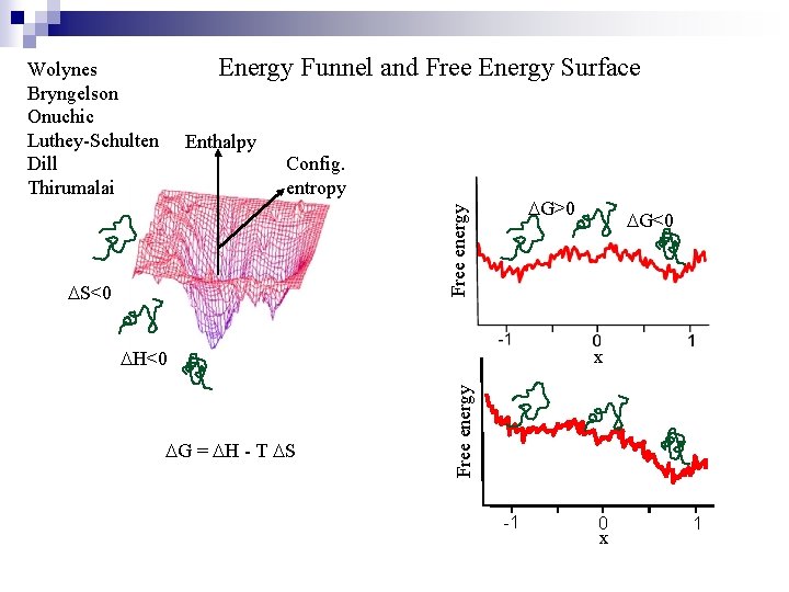 Energy Funnel and Free Energy Surface Wolynes Bryngelson Onuchic Luthey-Schulten Dill Thirumalai Enthalpy Config.