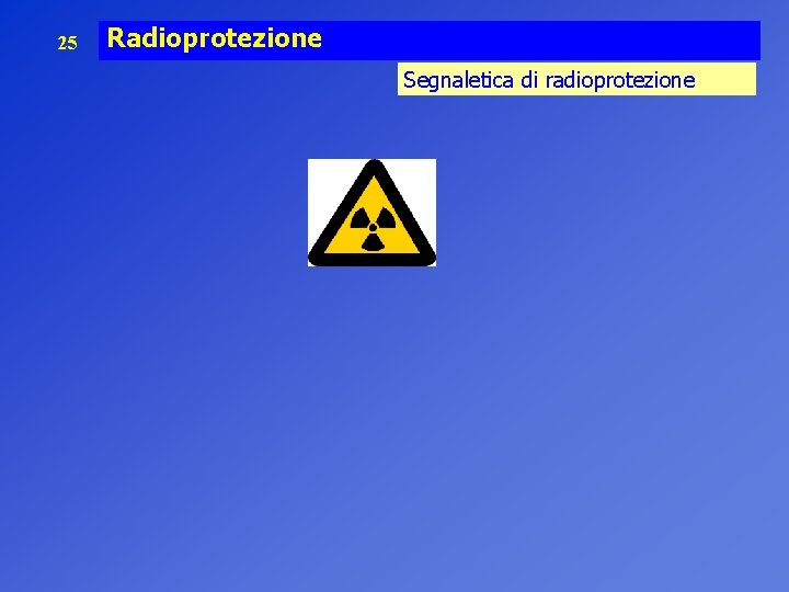 25 Radioprotezione Segnaletica di radioprotezione 