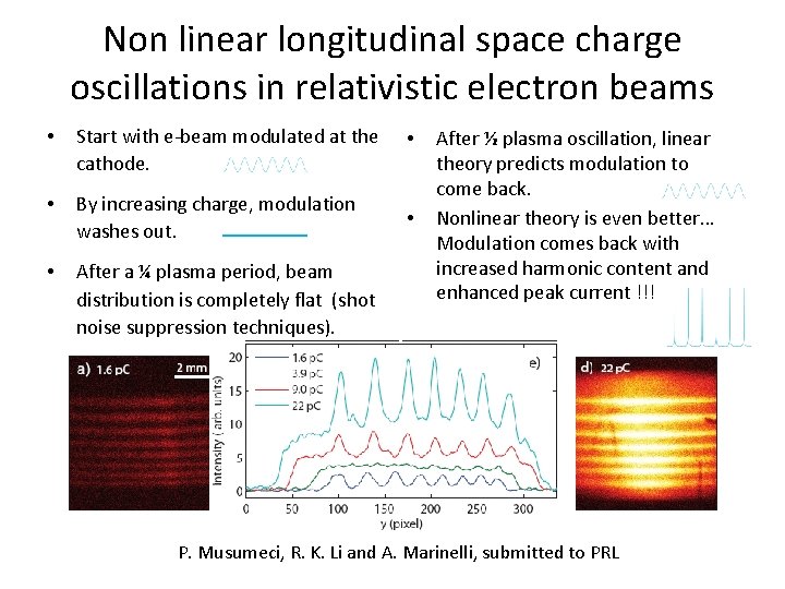 Non linear longitudinal space charge oscillations in relativistic electron beams • Start with e-beam