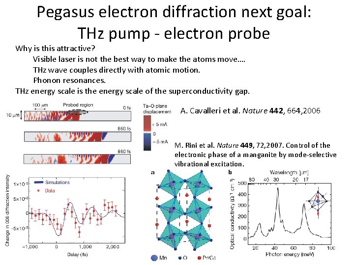 Pegasus electron diffraction next goal: THz pump - electron probe Why is this attractive?