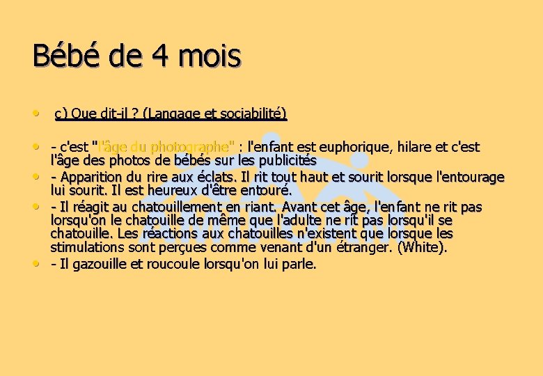 Le Dveloppement Psychomoteur De Lenfant 1 4 Mois