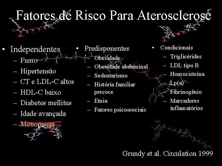 Fatores de Risco Para Aterosclerose • Independentes – – – – Fumo Hipertensão CT