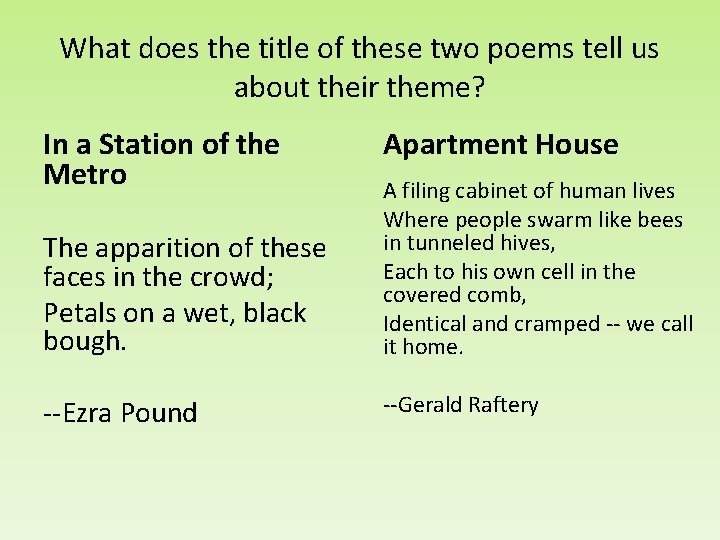 What does the title of these two poems tell us about their theme? In