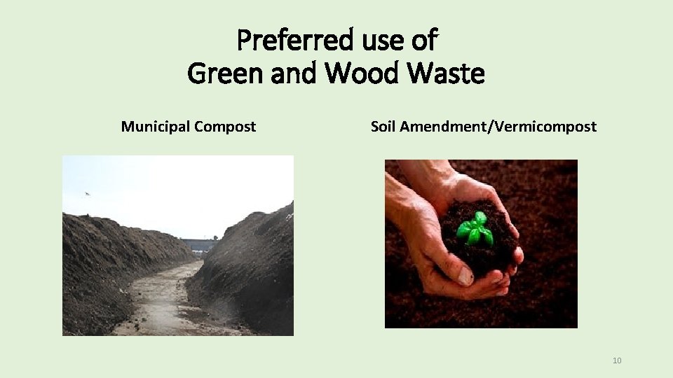 Preferred use of Green and Wood Waste Municipal Compost Soil Amendment/Vermicompost 10 