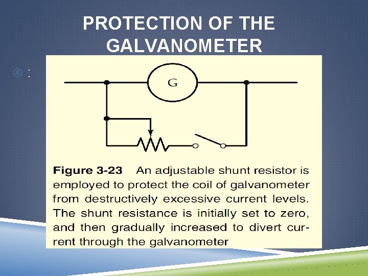 PROTECTION OF THE GALVANOMETER : 