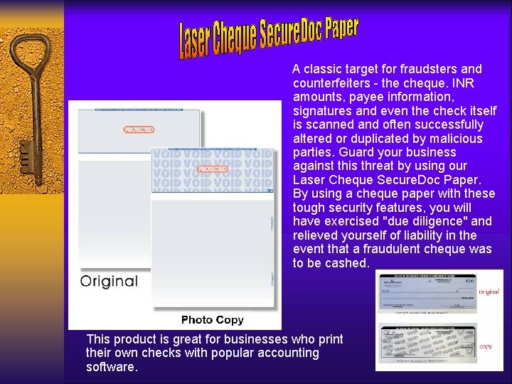 A classic target for fraudsters and counterfeiters - the cheque. INR amounts, payee information,