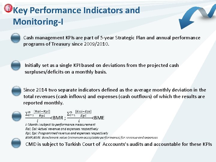 Key Performance Indicators and Monitoring-I Cash management KPIs are part of 5 -year Strategic