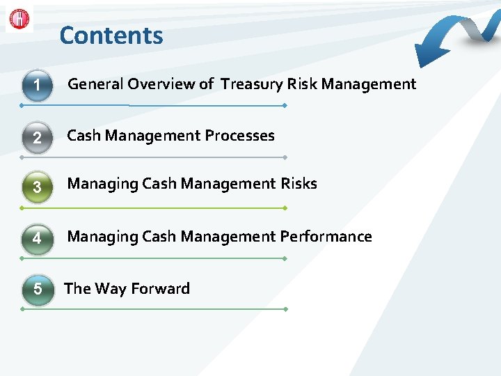 Contents 1 General Overview of Treasury Risk Management 2 Cash Management Processes 3 Managing