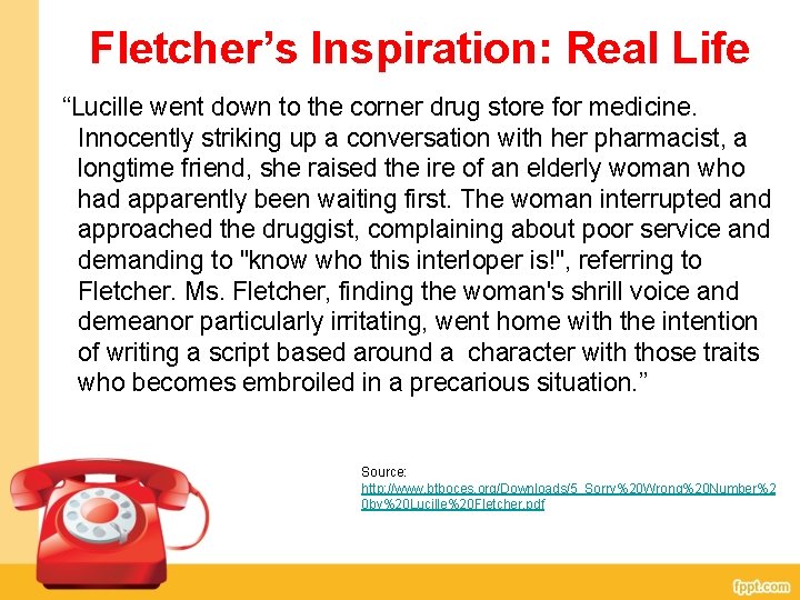 Fletcher’s Inspiration: Real Life “Lucille went down to the corner drug store for medicine. Fletcher’s Inspiration: Real Life “Lucille went down to the corner drug store for medicine.