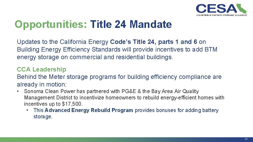 Opportunities: Title 24 Mandate Updates to the California Energy Code’s Title 24, parts 1