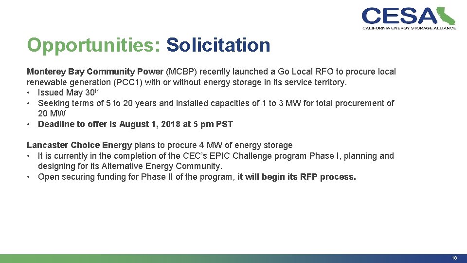 Opportunities: Solicitation Monterey Bay Community Power (MCBP) recently launched a Go Local RFO to