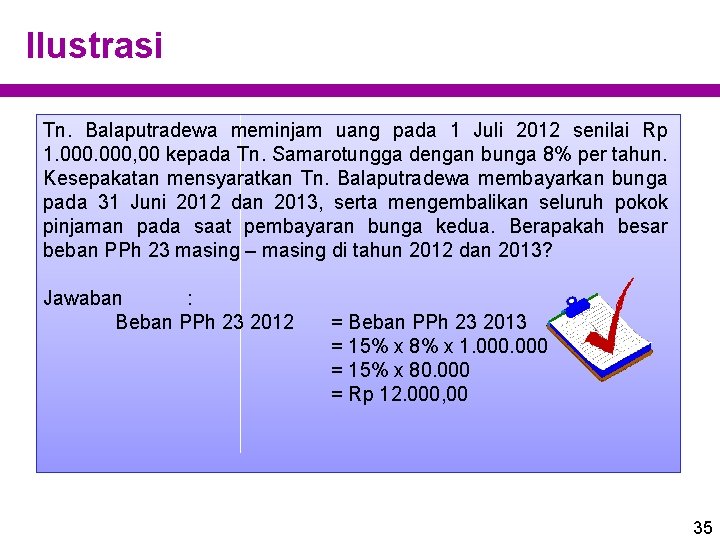 Ilustrasi Tn. Balaputradewa meminjam uang pada 1 Juli 2012 senilai Rp 1. 000, 00