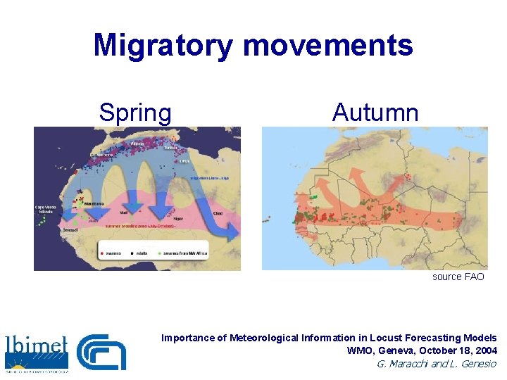Migratory movements Spring Autumn source FAO Importance of Meteorological Information in Locust Forecasting Models