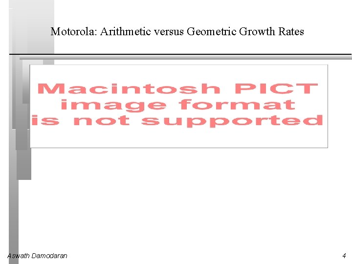 Motorola: Arithmetic versus Geometric Growth Rates Aswath Damodaran 4 