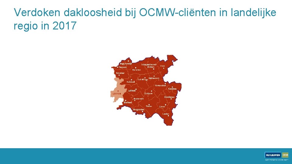 Verdoken dakloosheid bij OCMW-cliënten in landelijke regio in 2017 