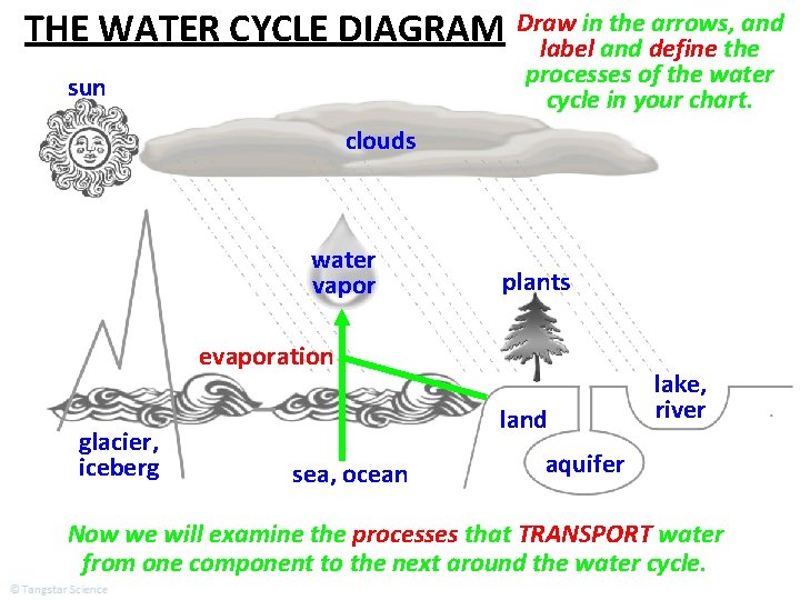 in the arrows, and THE WATER CYCLE DIAGRAM Draw label and define the processes