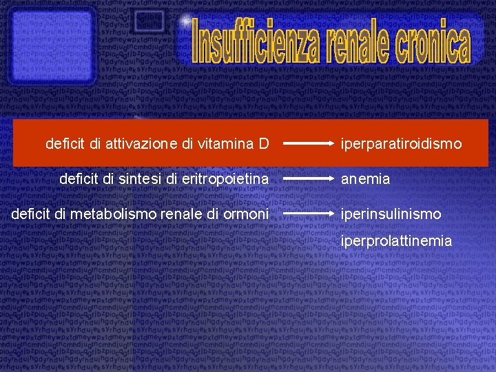 deficit di attivazione di vitamina D deficit di sintesi di eritropoietina deficit di metabolismo