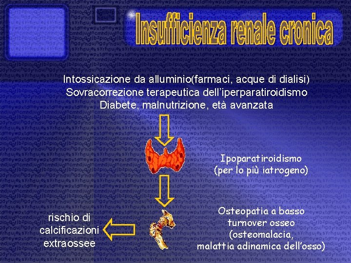 Intossicazione da alluminio(farmaci, acque di dialisi) Sovracorrezione terapeutica dell’iperparatiroidismo Diabete, malnutrizione, età avanzata Ipoparatiroidismo