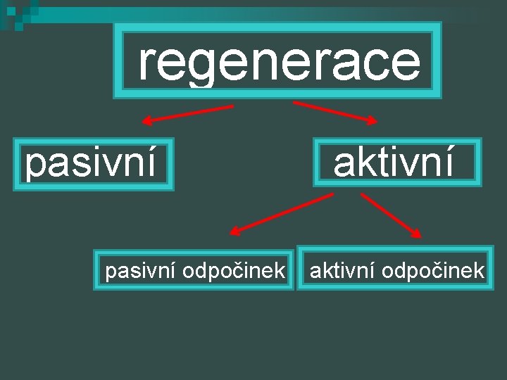  regenerace pasivní aktivní pasivní odpočinek aktivní odpočinek 