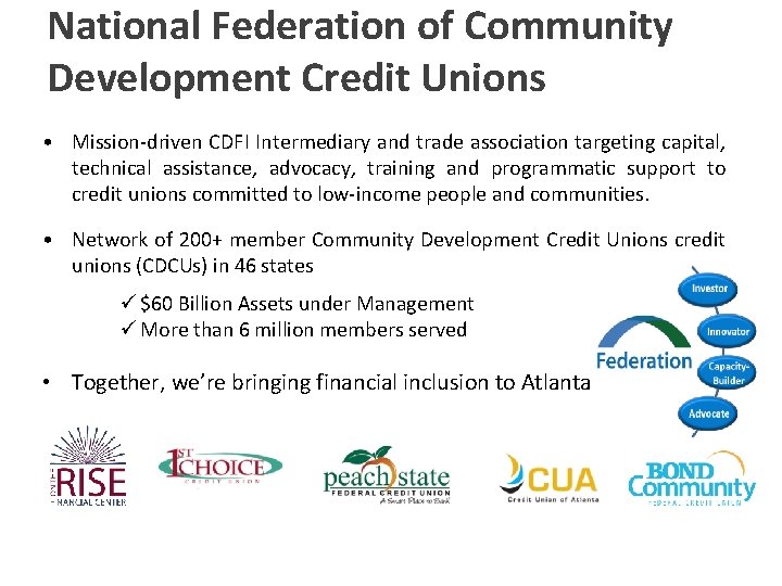 National Federation of Community Development Credit Unions • Mission-driven CDFI Intermediary and trade association