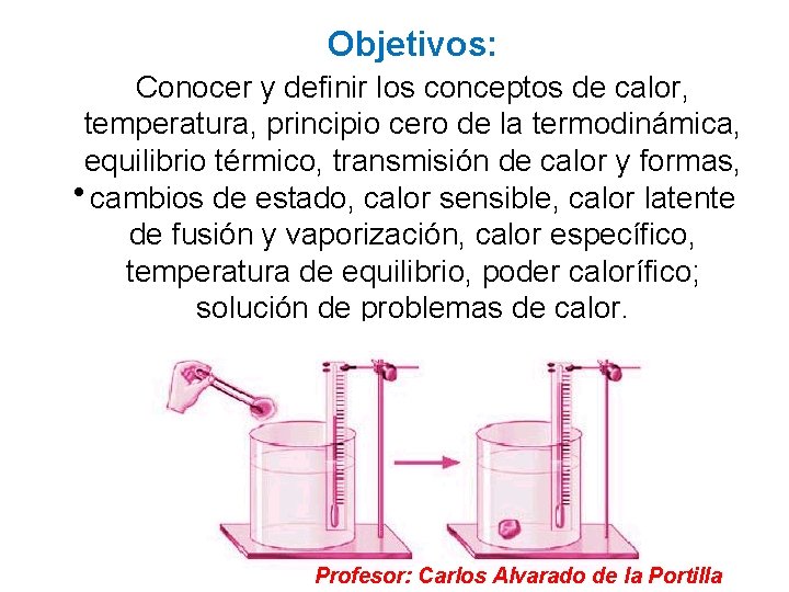 Objetivos: Conocer y definir los conceptos de calor, temperatura, principio cero de la termodinámica,