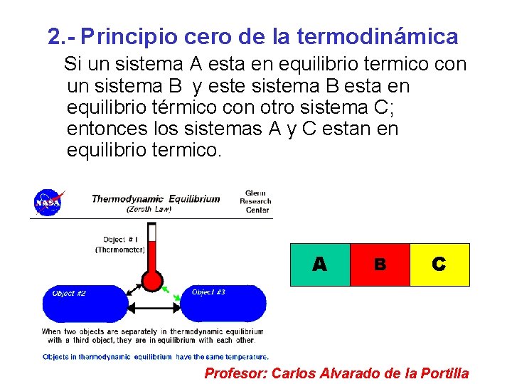 2. - Principio cero de la termodinámica Si un sistema A esta en equilibrio