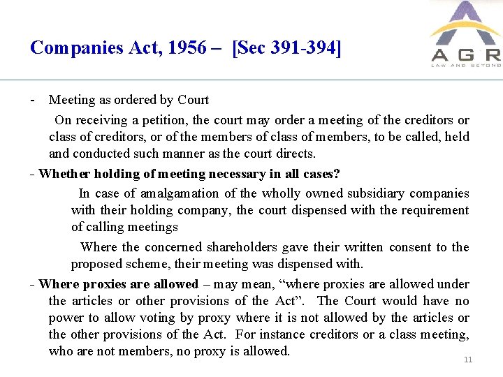 Companies Act, 1956 – [Sec 391 -394] - Meeting as ordered by Court On