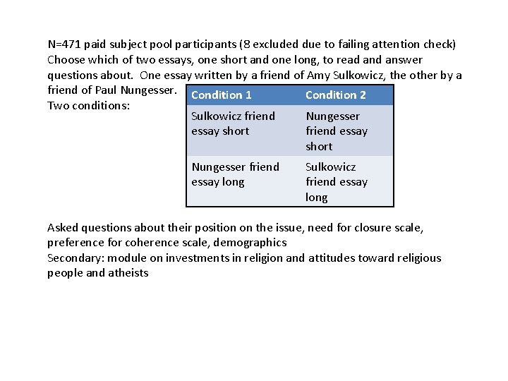 N=471 paid subject pool participants (8 excluded due to failing attention check) Choose which