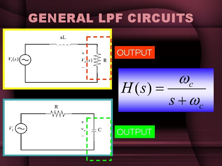GENERAL LPF CIRCUITS OUTPUT GENERAL LPF CIRCUITS OUTPUT
