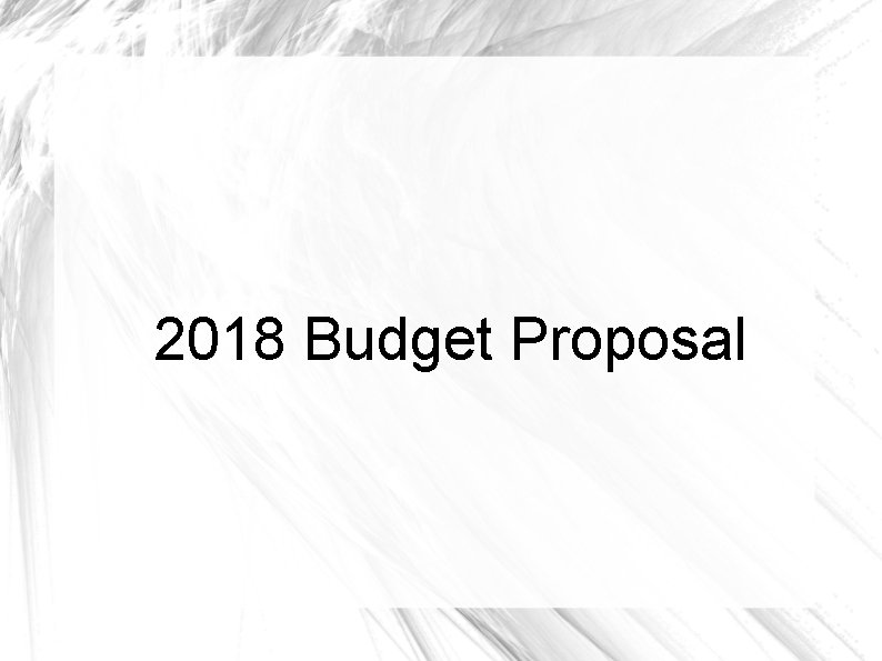 2018 Budget Proposal 