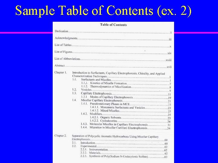 Sample Table of Contents (ex. 2) 