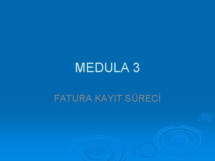 MEDULA 3 FATURA KAYIT SÜRECİ 