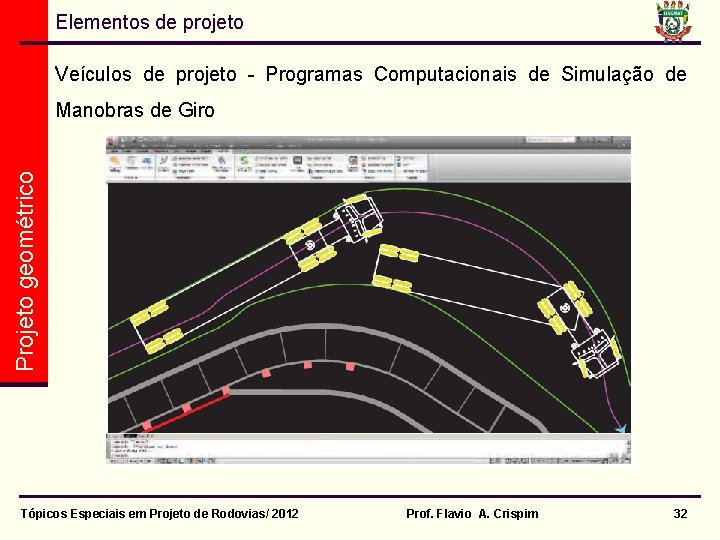 Elementos de projeto Veículos de projeto - Programas Computacionais de Simulação de Projeto geométrico