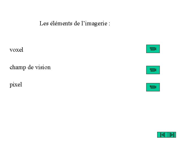 Les éléments de l’imagerie : voxel champ de vision pixel 